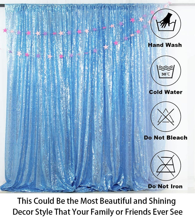 ShiDianYi 4FTX6FT-Baby Blue-Sequin Photo Backdrop,Party/Prom Photography Background,Wedding Photo Booth, Glitter Backdrop for Birthday Party Baby Shower - Image 5